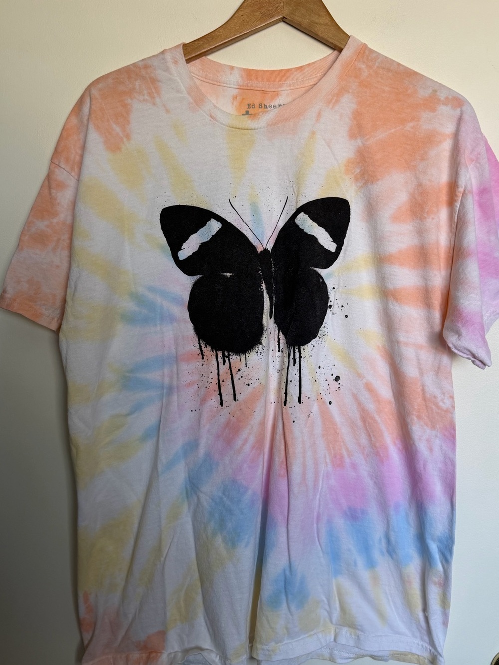 Ed Sheeran Mathematics Tour Pastel Tie-Dye Butterfly Tee - Multicolor size XL